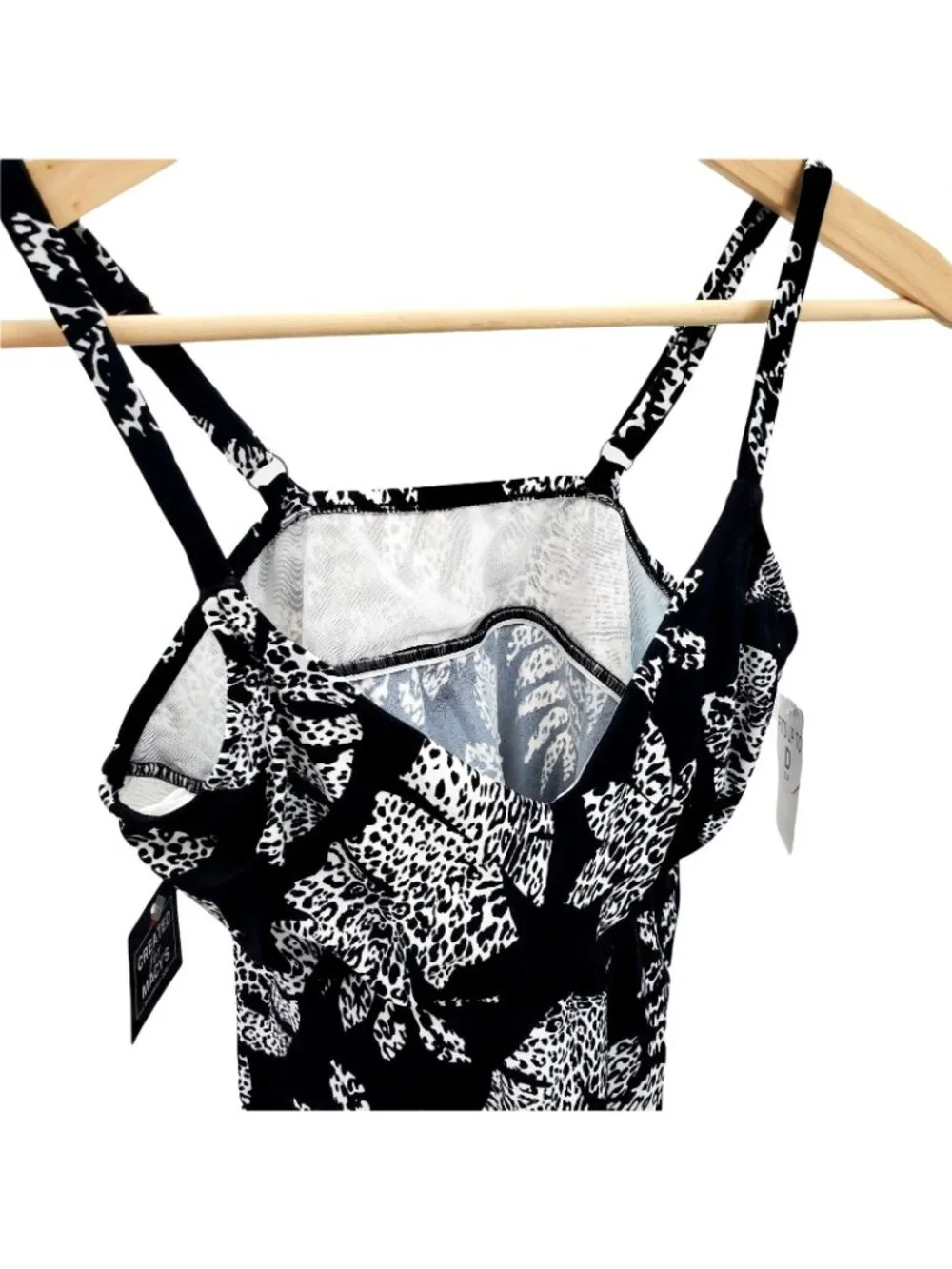 Swim Solutions 8 Bikini Top Bathing Suit Spotted Leaf Underwire Tankini Swimwear